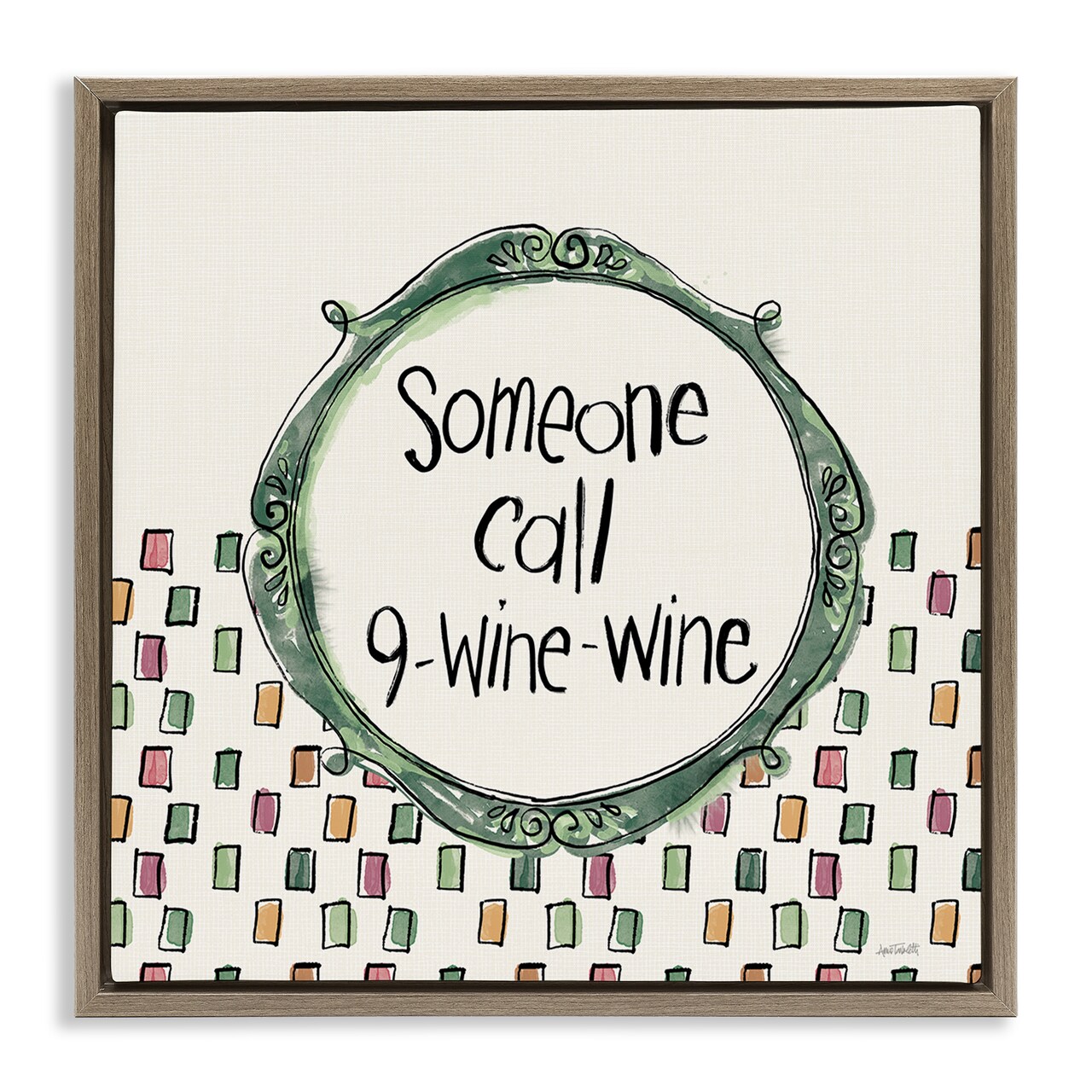 Stupell Industries Funny Wine Sentiment Framed Floater Canvas Wall Art Design by Anne Tavoletti